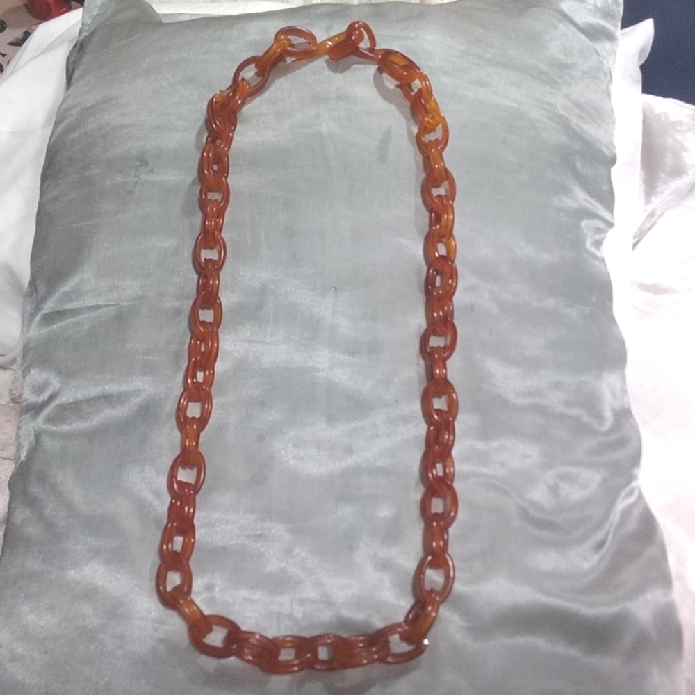 Vintage Long Brown Chain Necklace